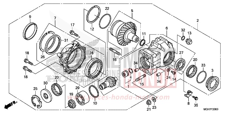 ENGRENAGE MENE DE SORTIE de VFR1200X "Crosstourer" Méca PEARL GLARE WHITE (NHB53B) de 2015